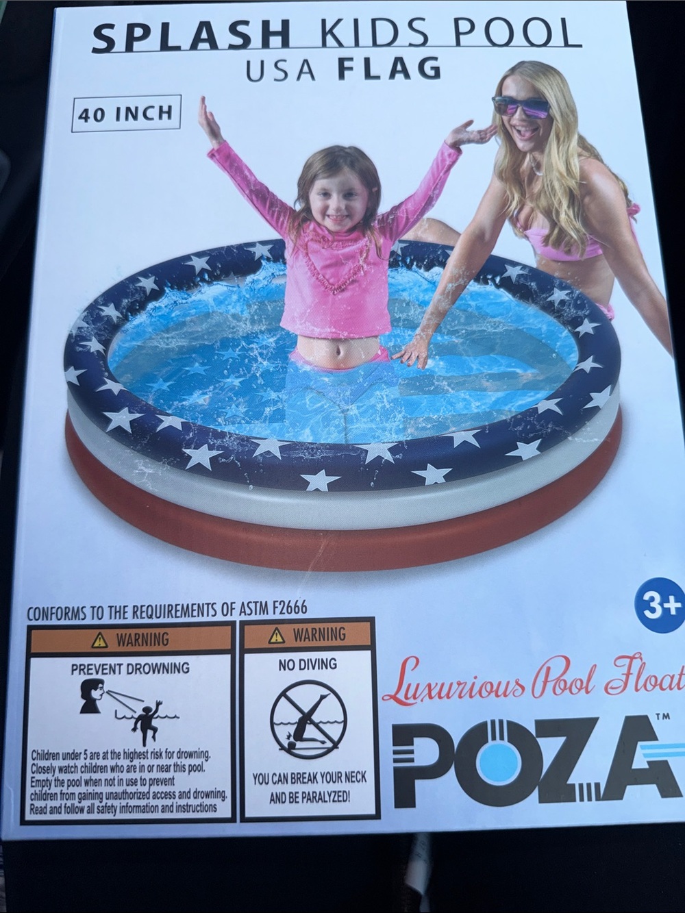 Brand new/Unopened 40" Splash Kids Pool - USA Flag Design, Blue/White/Red